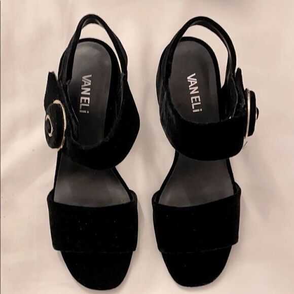 VANELI SZ 8N BLACK VELVET SANDALS.  NEW - Picture 2 of 7